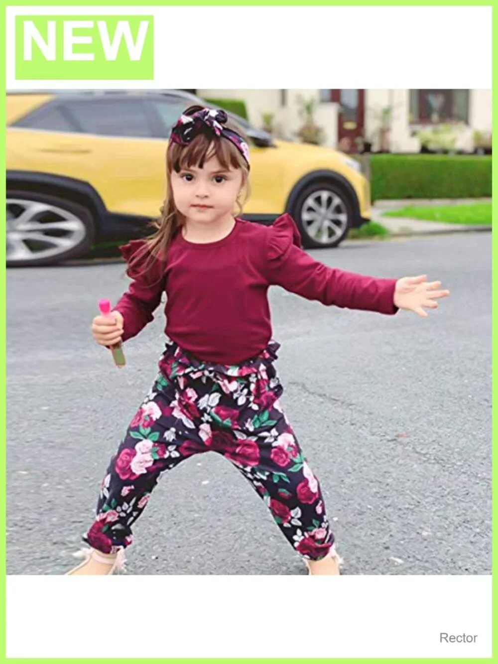 Toddler Girl 3Pc Outfit Set Long Sleeve Top Bow Pants Headband 1-6Y